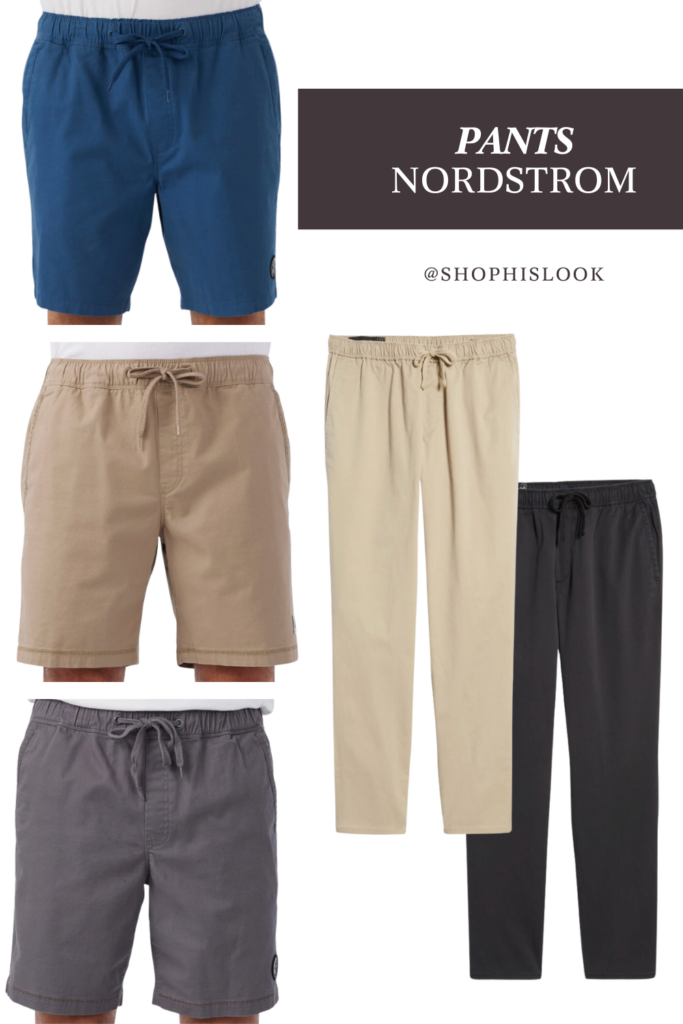 men's spring fashion at nordstrom. men's elastic shorts. men's elastic casual pants. 