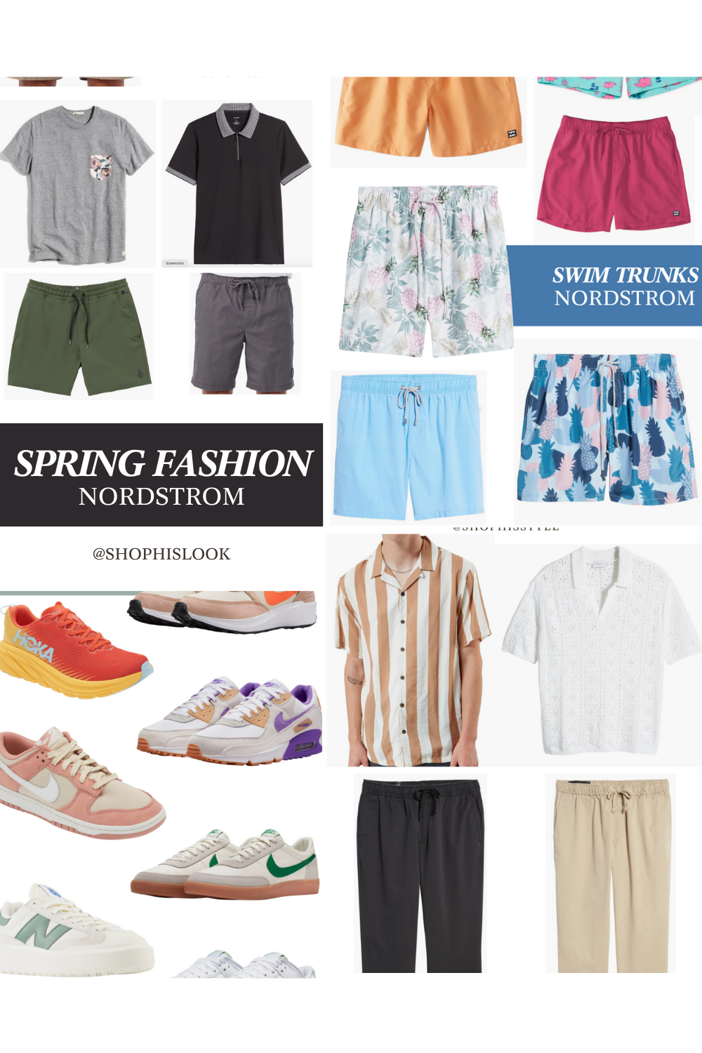Men's Spring fashion recap from Nordstrom. Elastic shorts. Swim shorts. Colorful sneakers.